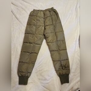 Cabela's Olive Green Quilted Goose Down Jogger Pants, Nylon, Women's M